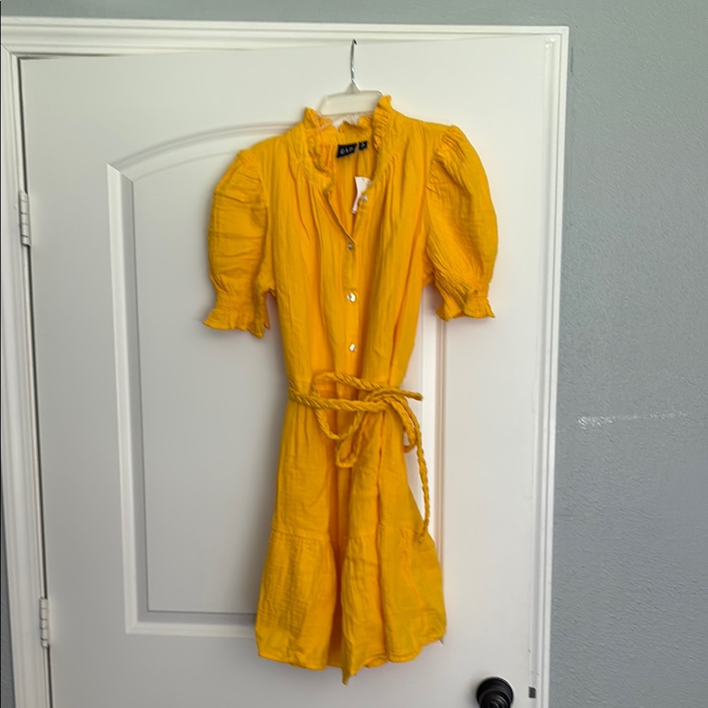 GAP Mustard Button-Up Dress with Belt